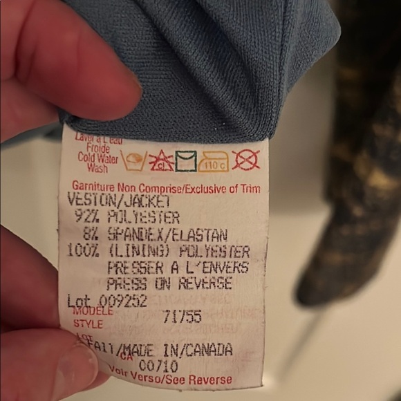 Joseph Ribkoff Gold & Blue Made in Canada zip front statement Jacket, size 10 - Picture 9 of 11